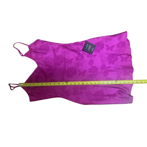Chic Intricacy Magenta Satin Jacquard Slip Mini Dress small nwt summer party $70 - Picture 3 of 6